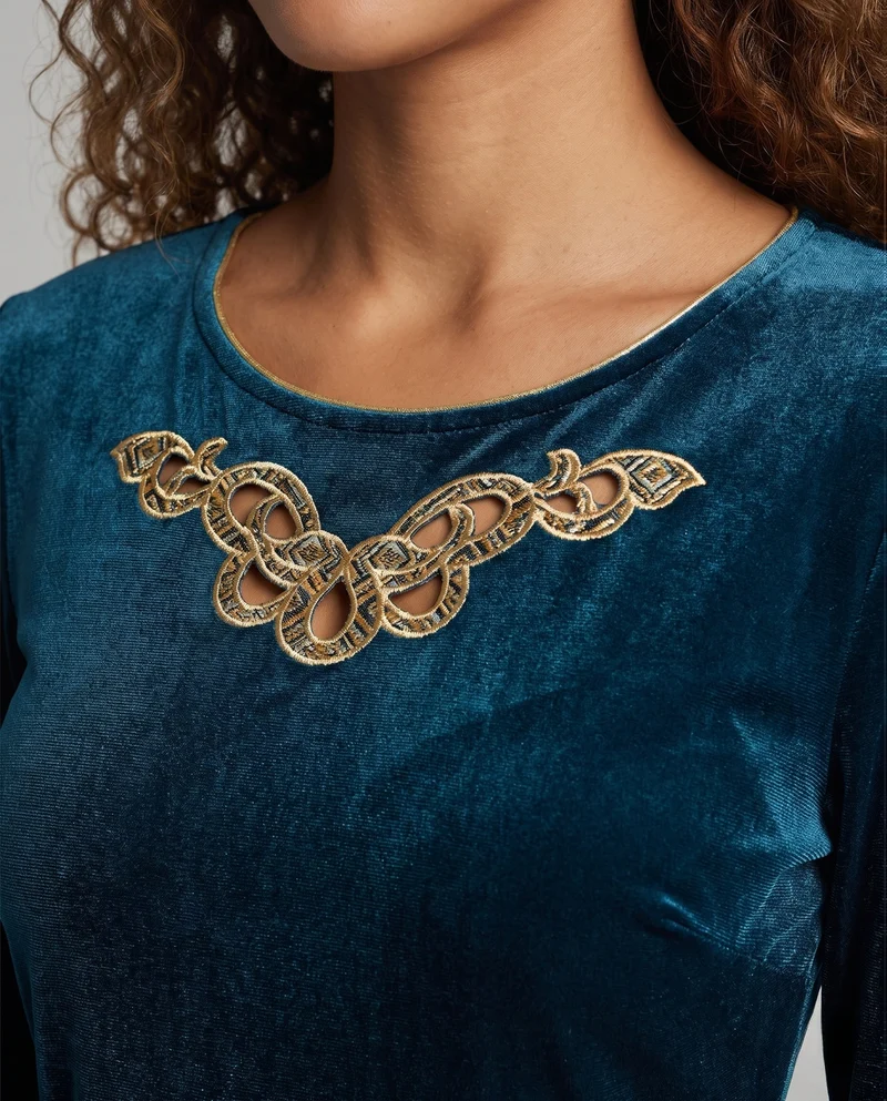 Damen Maxikleid mit langen, weit geschnittenen Ärmeln Drune