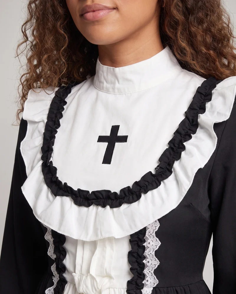 Damen Mittelalterliches Kleid mit Spitzenakzenten und Rüschendetails Drune