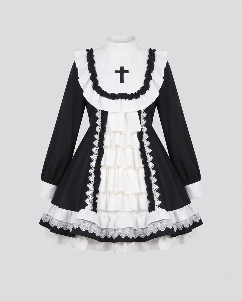 Damen Mittelalterliches Kleid mit Spitzenakzenten und Rüschendetails Drune