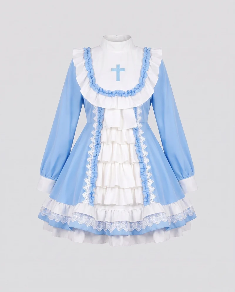 Damen Mittelalterliches Kleid mit Spitzenakzenten und Rüschendetails Drune