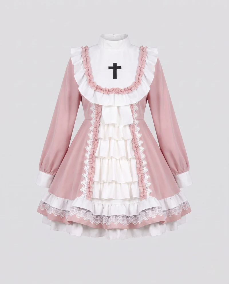Damen Mittelalterliches Kleid mit Spitzenakzenten und Rüschendetails Drune