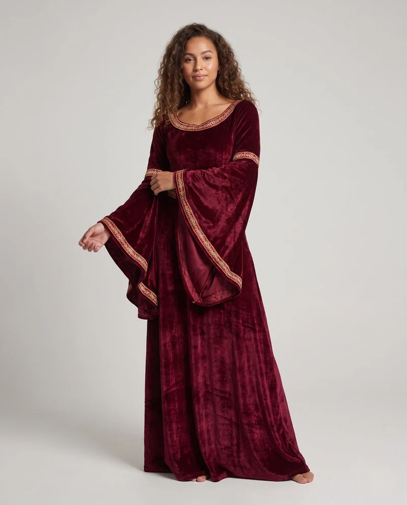 Damen Mystisches Hexen-Kostüm aus Velours mit Blickfang-Detail Drune