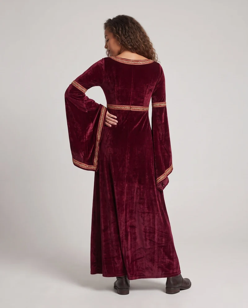 Damen Mystisches Hexen-Kostüm aus Velours mit Blickfang-Detail Drune