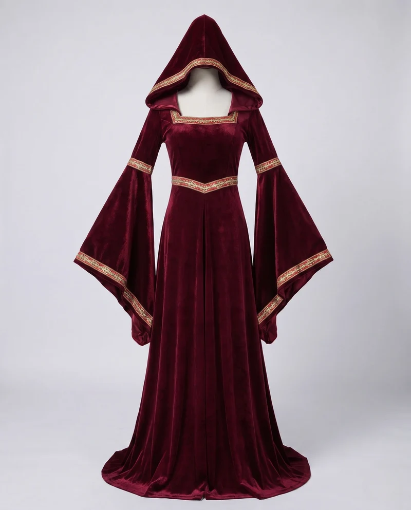 Damen Mystisches Hexen-Kostüm aus Velours mit Blickfang-Detail Drune