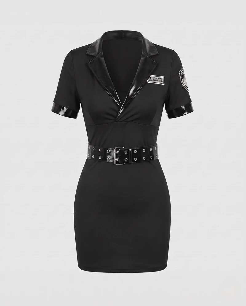 Damen Polizeikostümkleid mit Accessoires Drune