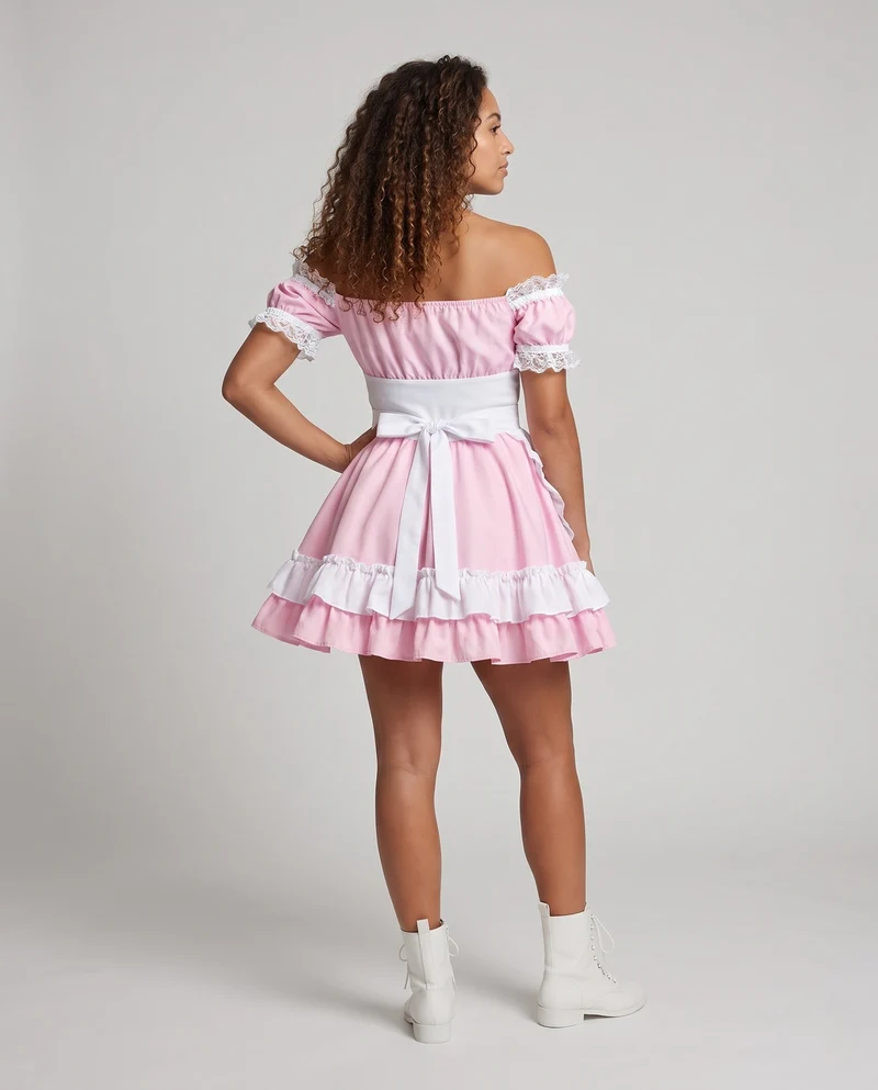 Damen Rüschenkleid mit schulterfreiem Design und mehrlagigen Akzenten Drune
