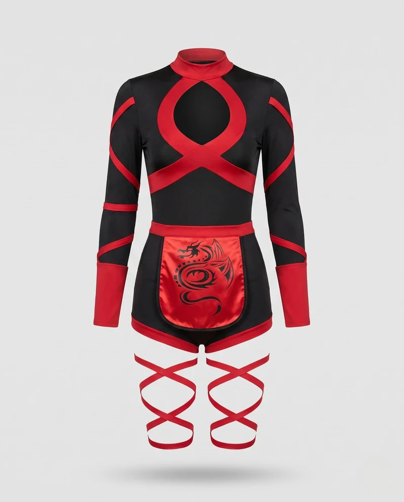 Damen Sexy Catsuit mit Cut-Outs und Rüschen Drune