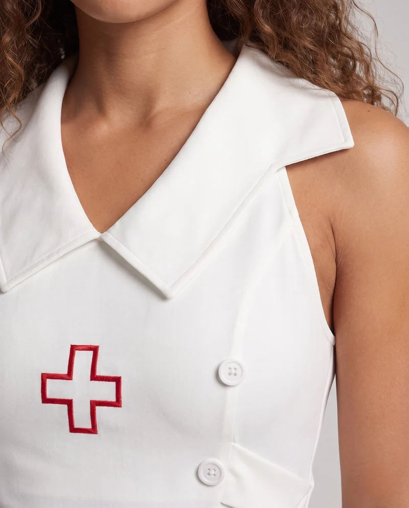 Damen Sexy Krankenschwester Kostüm mit Accessoires und Strümpfen Drune