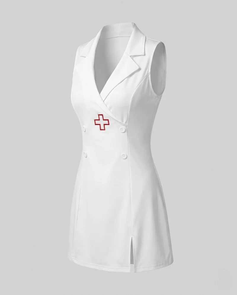 Damen Sexy Krankenschwester Kostüm mit Accessoires und Strümpfen Drune