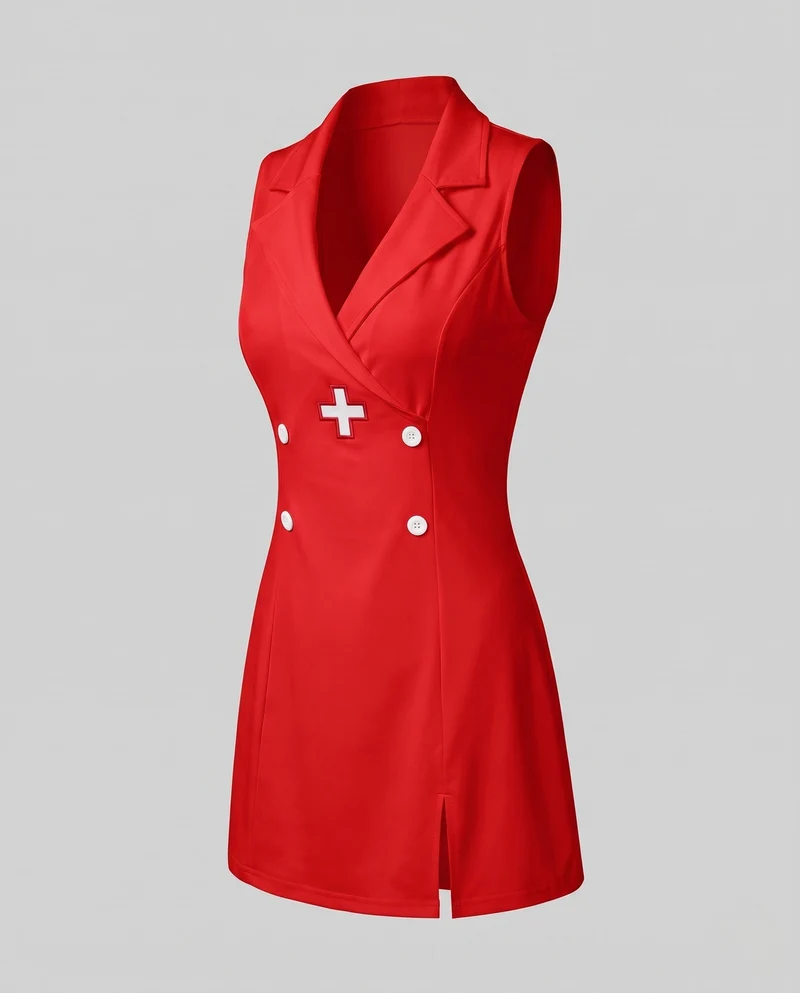 Damen Sexy Krankenschwester Kostüm mit Accessoires und Strümpfen Drune