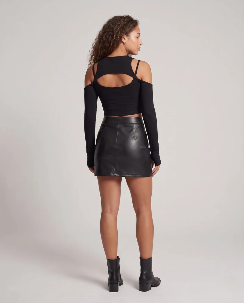 Damen stylishes Langarm-Top mit Cut-Outs und Schnürung Drune