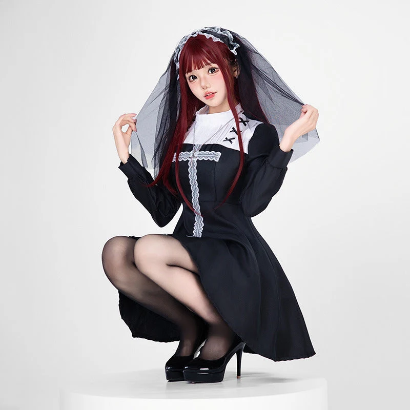 Damen Verspielt romantisches Dienstmädchenkleid mit Rüschen und Schleifen Drune