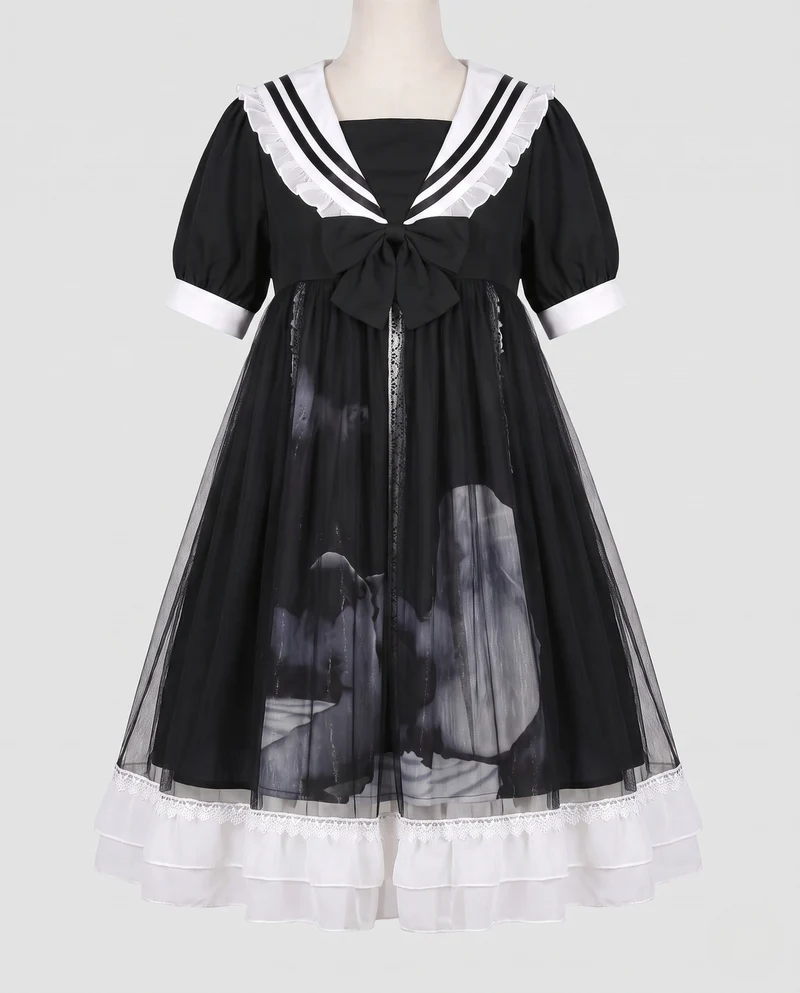 Damen Verspielt romantisches Kleid mit Schleifen und Rüschen Drune