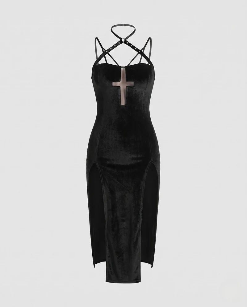 Damen Verspielt sexy Kleid mit Riemchendetail Drune