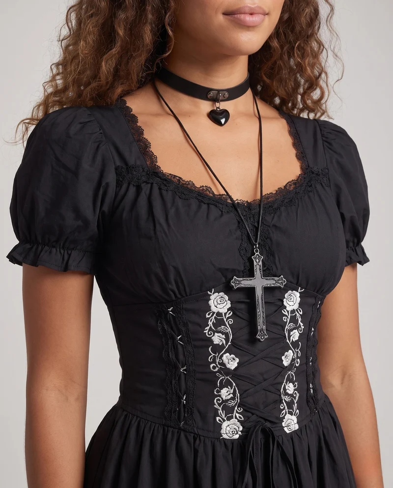 Damen verspieltes Corsagenkleid mit Rüschendetails Drune
