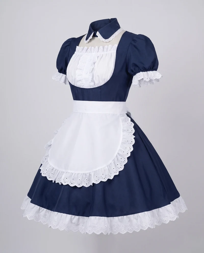Damen verspieltes Dienstmädchen-Outfit mit Rüschendetails und Schürze Drune