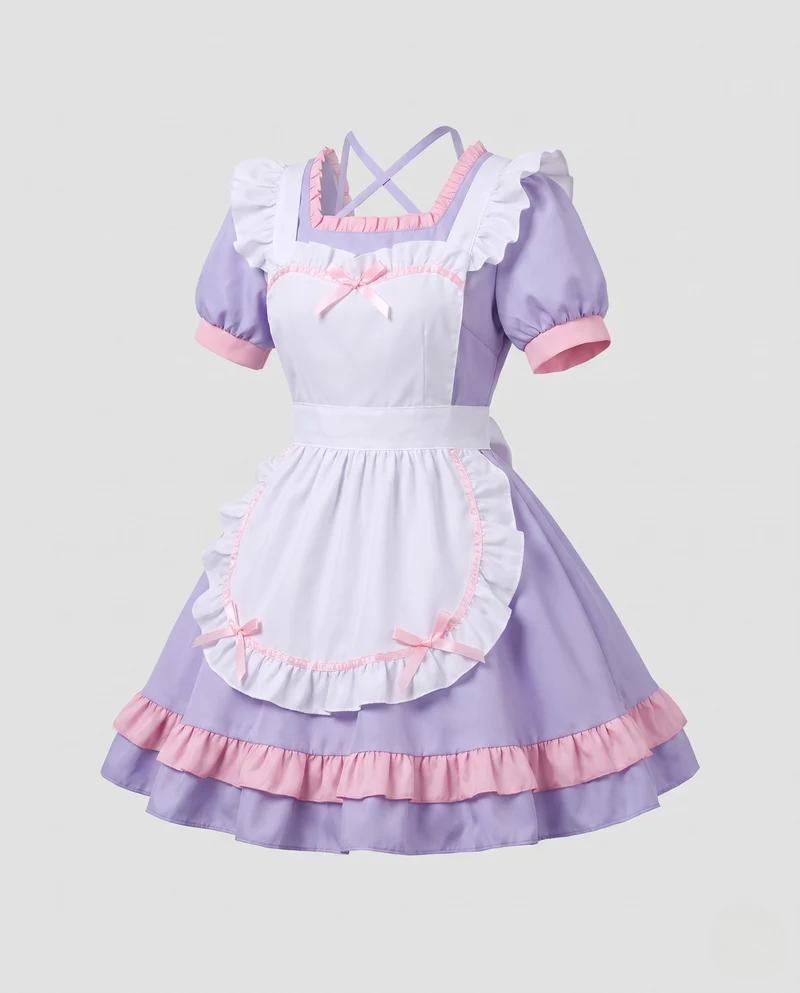 Damen verspieltes Dienstmädchenkleid mit floralem Rüschendetail Drune