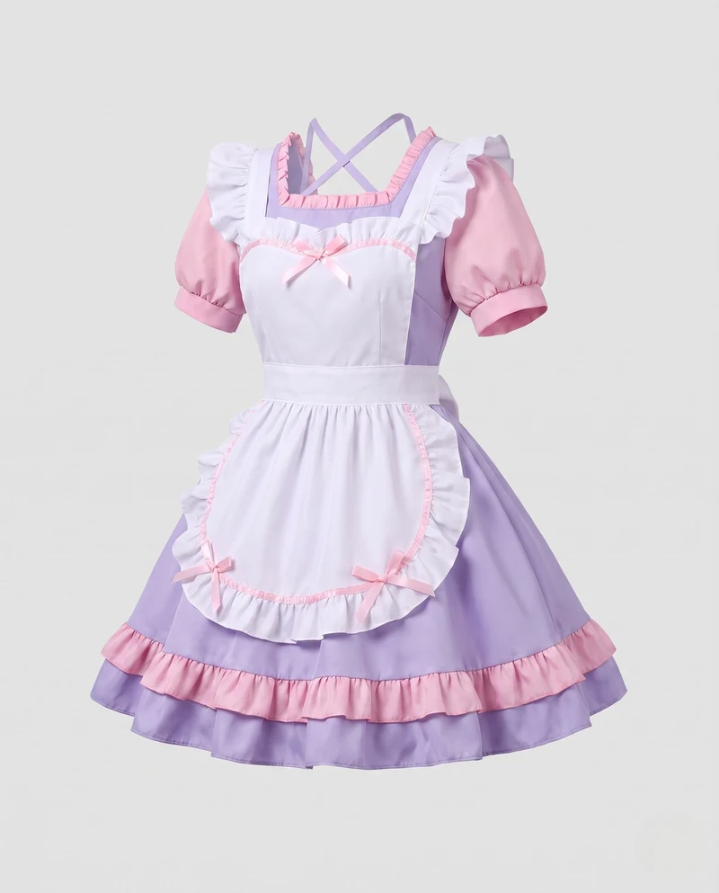 Damen verspieltes Dienstmädchenkleid mit floralem Rüschendetail Drune