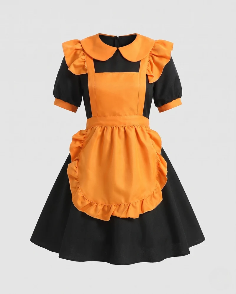 Damen verspieltes Dienstmädchenkleid mit Rüschendetails Drune