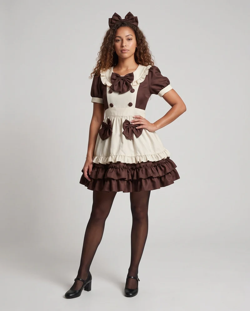 Damen Verspieltes Kleid mit Rüschen und großen Schleifen Drune