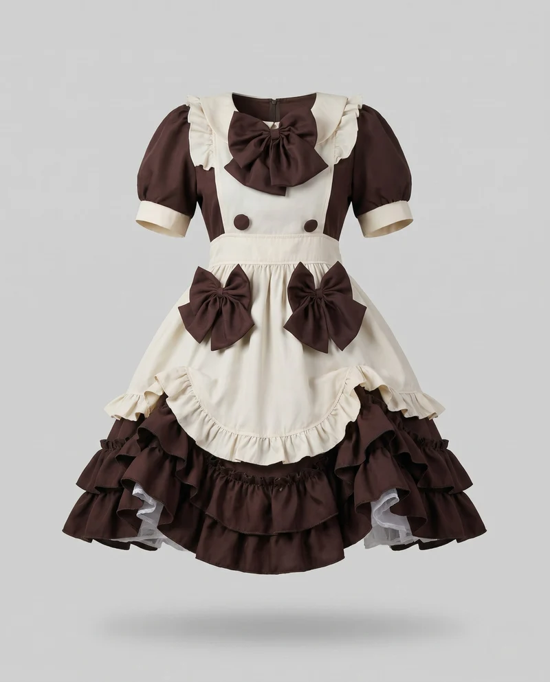 Damen Verspieltes Kleid mit Rüschen und großen Schleifen Drune