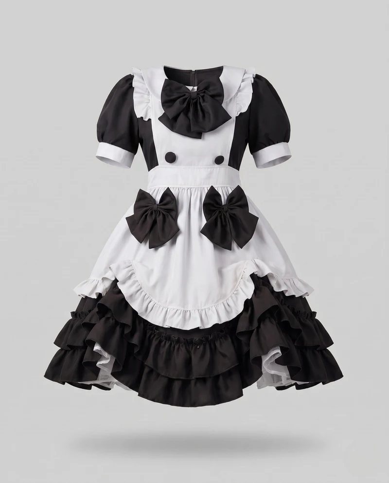 Damen Verspieltes Kleid mit Rüschen und großen Schleifen Drune