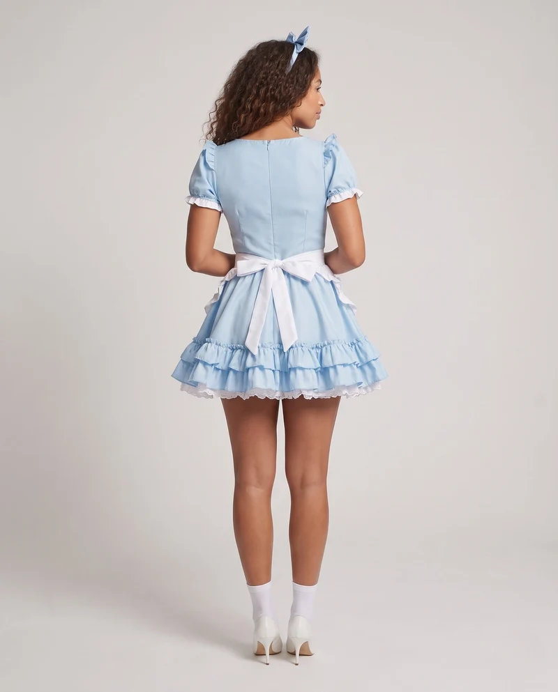 Damen verspieltes Kleid mit Rüschendetails und Schleifen Drune