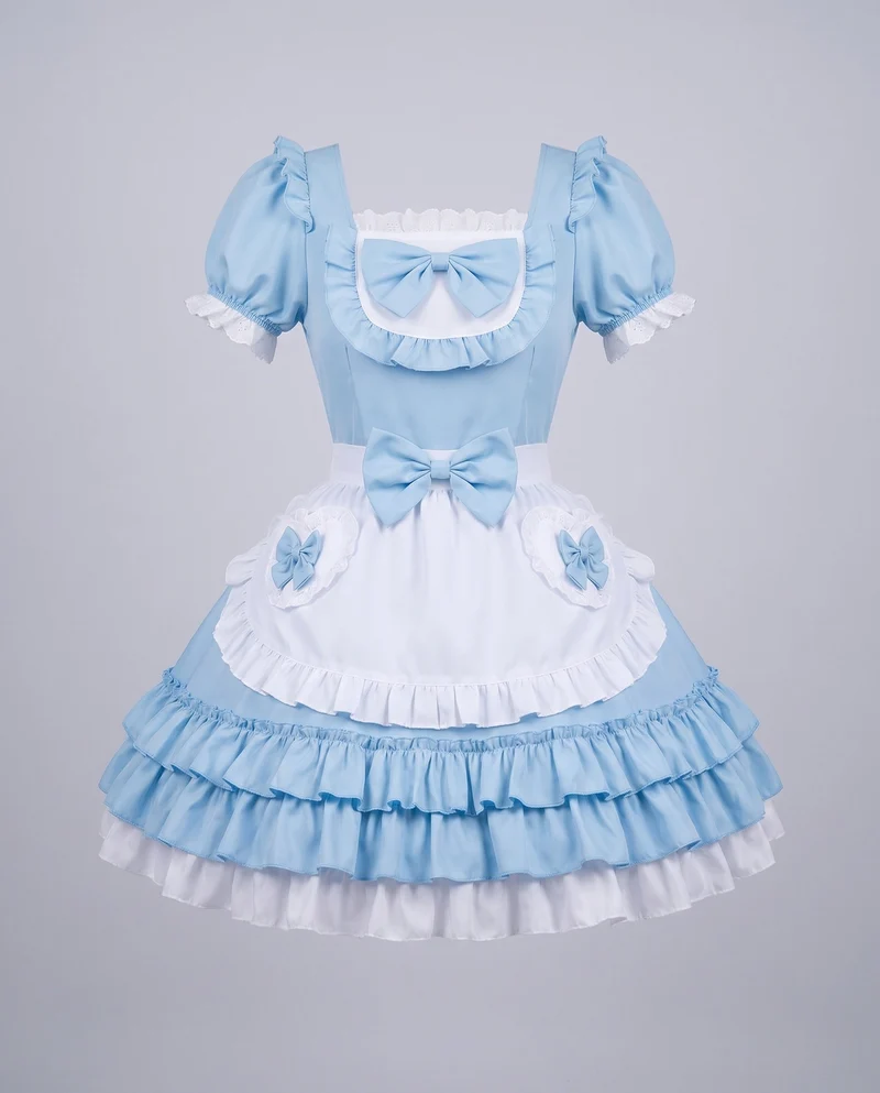 Damen verspieltes Kleid mit Rüschendetails und Schleifen Drune