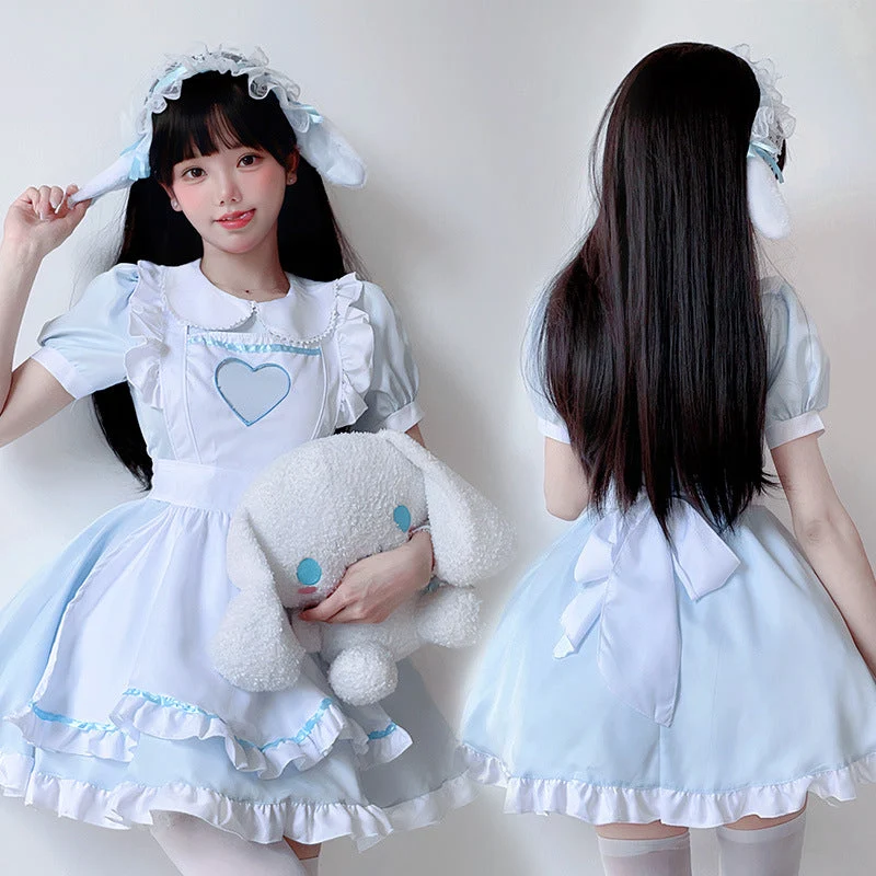 Damen verspieltes Kostümkleid im Lolita-Stil mit Rüschendetails und Kräuseln Drune
