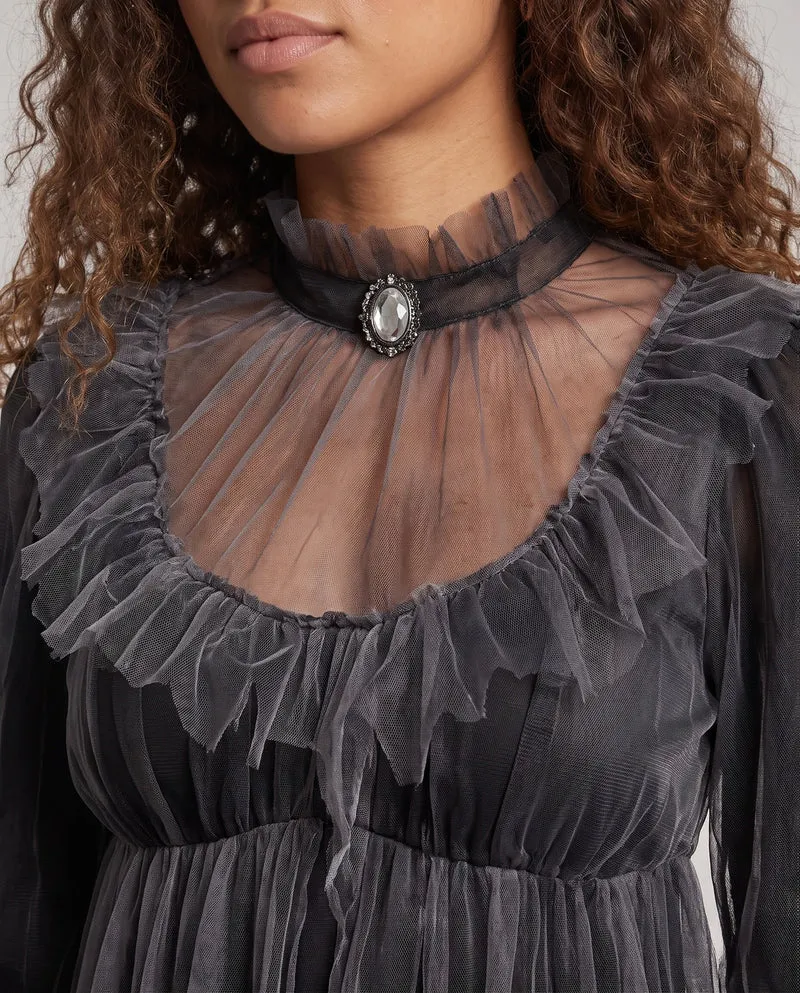 Damen Gruseliges Geisterkleid mit transparenten Details Drune