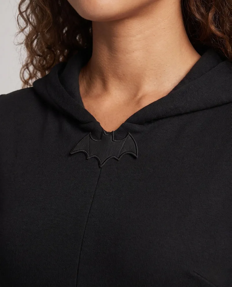 Damen Gruseliges Hexen-Kleid mit Kapuze und schwingenden Ärmeln Drune