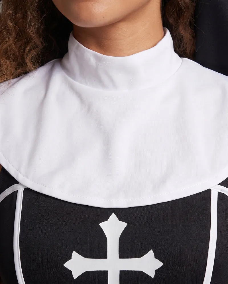 Damen Gruseliges Nonnenkostüm mit detailverliebtem Kreuz und elegantem Hut Drune