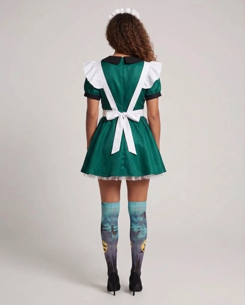 Damen Halloween-Kostüm mit verspielt-designter Schürze und eleganten Details Drune