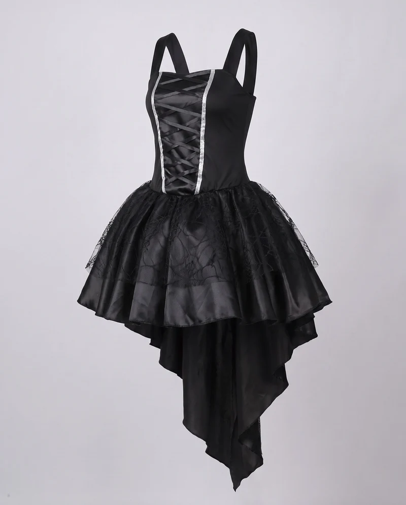 Damen Hexen Kostüm mit schwingendem Rock und elegantem Hut Drune