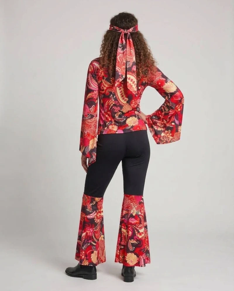 Damen Hippie Kostümset mit weitem Oberteil und Schlaghose Drune