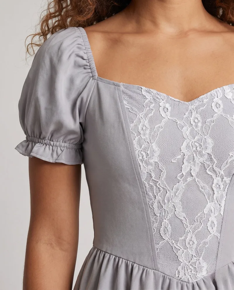 Damen Hochzeitskleid mit Spitzen-Detail und Tüllrock Drune