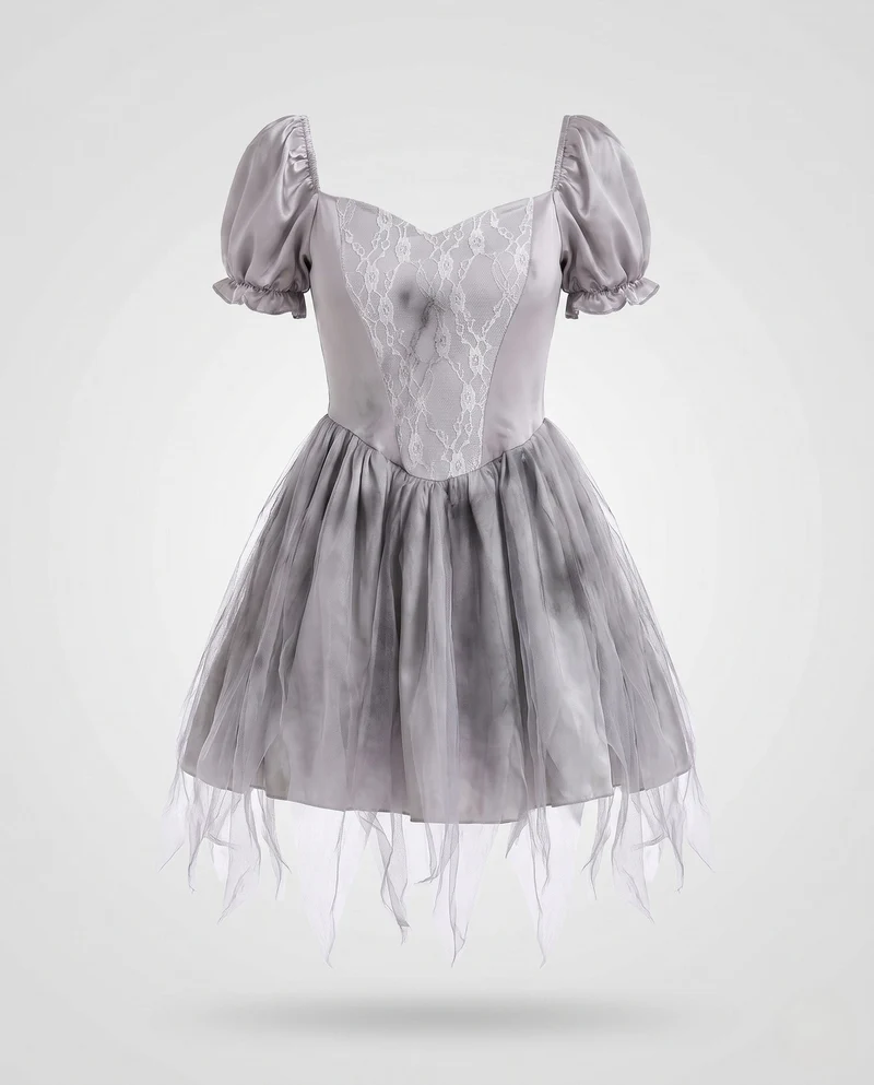Damen Hochzeitskleid mit Spitzen-Detail und Tüllrock Drune