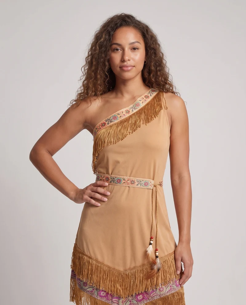 Damen Indianerin Kostüm mit Fransen und verzierten Details Drune