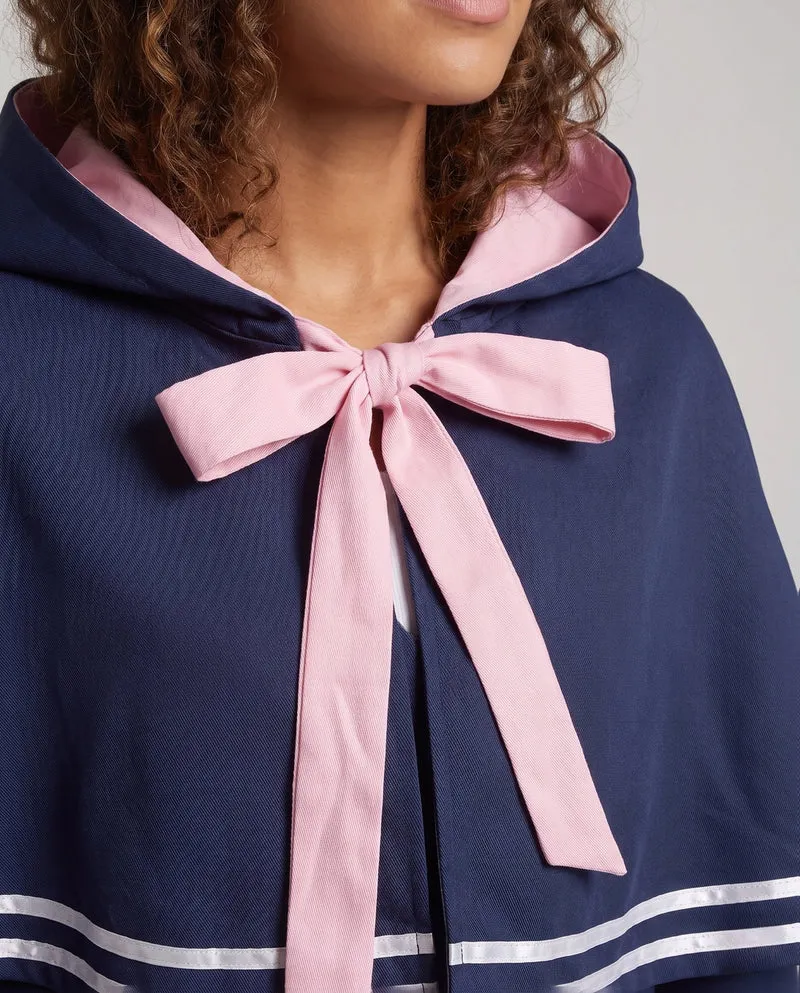 Damen Kapuzenkleid mit Katzenohren und gestreiftem Kragen Drune