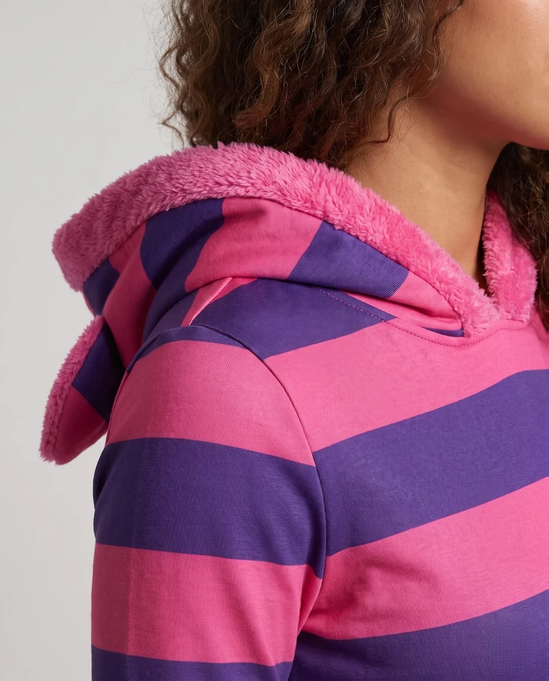 Damen Katzenkostüm mit Kapuze, gestreiftem Design und charmanten Accessoires Drune