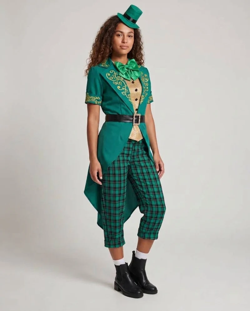 Damen Kostüm als irische Leprechaun mit elegantem Blazerschnitt und Karomuster Drune