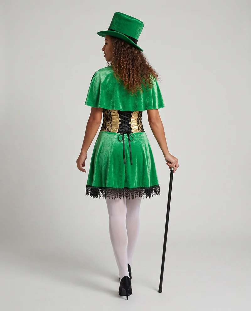 Damen Kostüm als irischer Leprechaun mit eleganten Details Drune