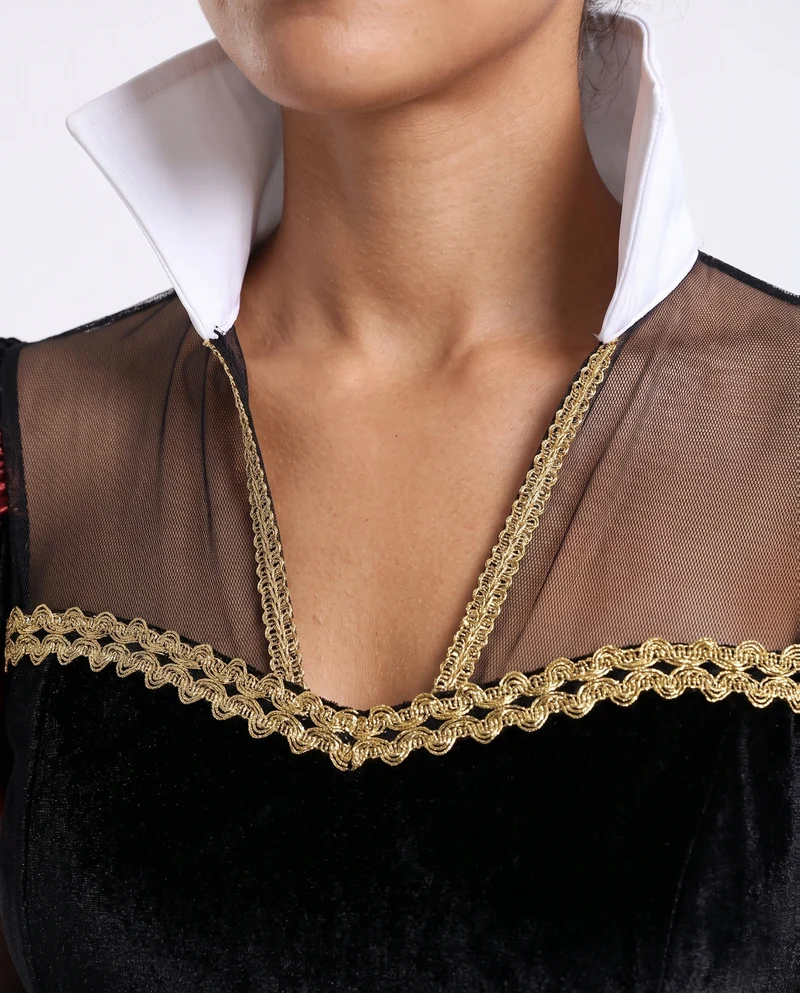 Damen Kostüm als königliche Herz-Dame mit Rococo-Ärmeln und schimmernden Accessoires Drune
