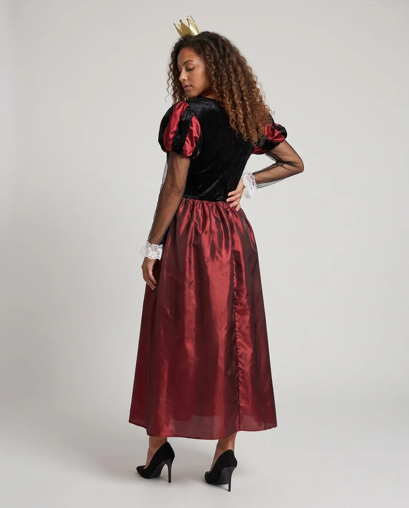 Damen Kostüm als königliche Herz-Dame mit Rococo-Ärmeln und schimmernden Accessoires Drune