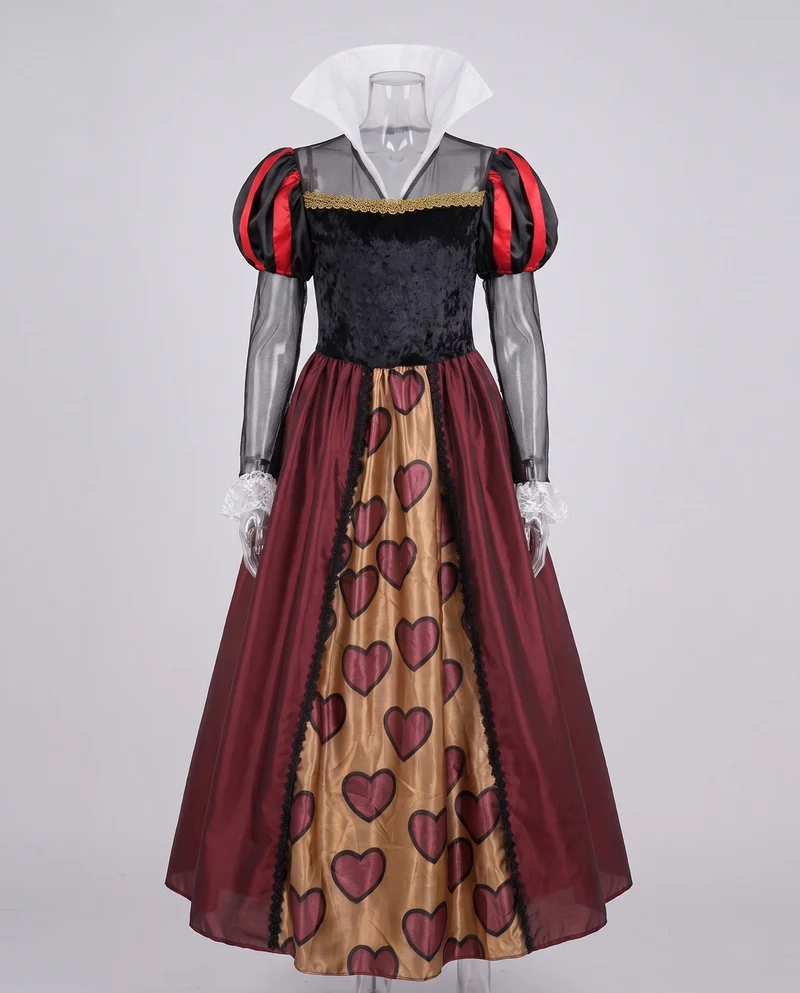 Damen Kostüm als königliche Herz-Dame mit Rococo-Ärmeln und schimmernden Accessoires Drune