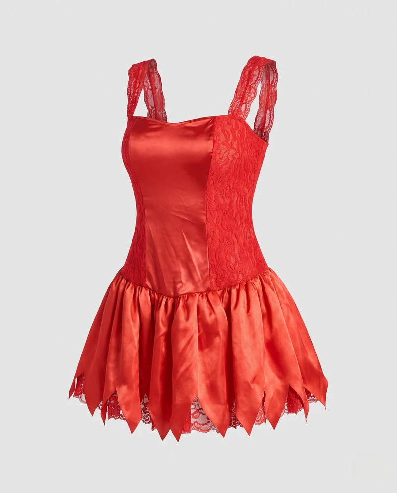 Damen Kostüm aus Satin und Spitze Drune