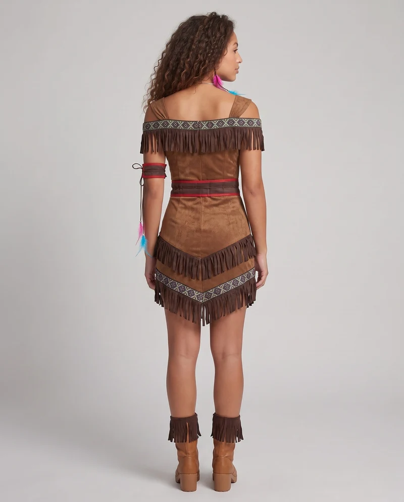 Damen Kostüm im indianischen Stil mit Fransen und detailverliebten Akzenten Drune