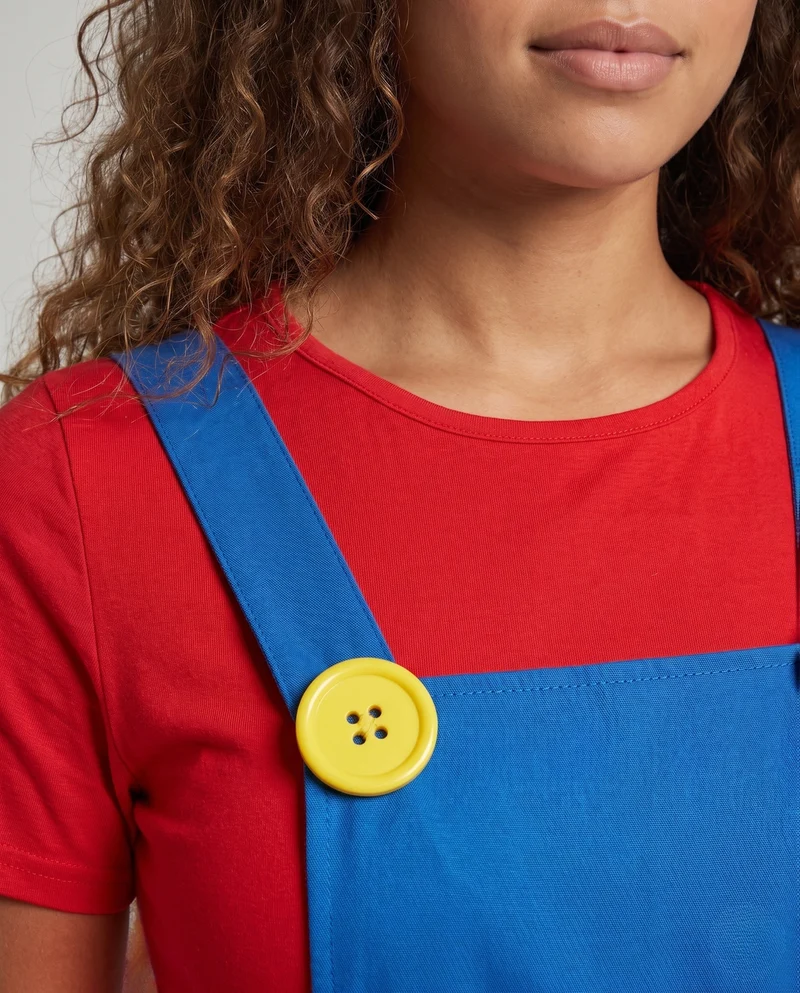 Damen Kostüm im Mario-Stil mit Rock und Charakteraccessoires Drune