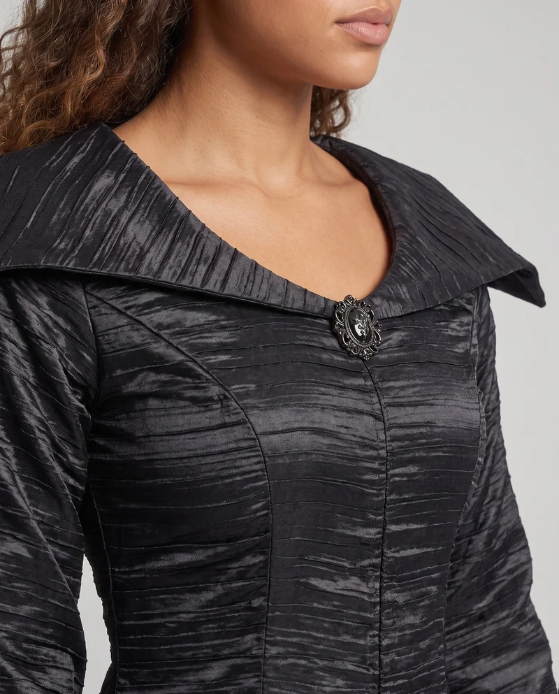 Damen Maleficent Kostüm mit voluminöser Kapuze und schimmerndem Satin Drune