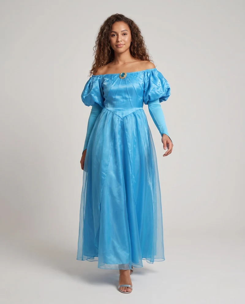 Damen Märchenhaftes Ballkleid mit offenem Dekolleté und Puffärmeln Drune